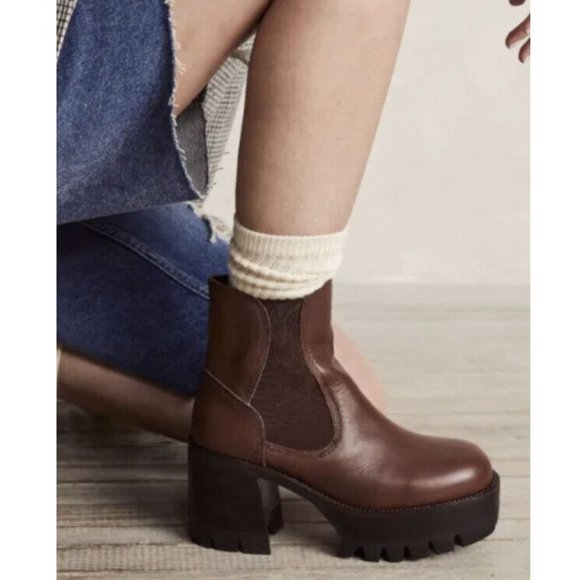 Jeffrey Campbell Free People Preston Platform Ankle Boots  Jeffrey Campbell Free People Preston Platform Ankle Boots Cognac Brown Size 10